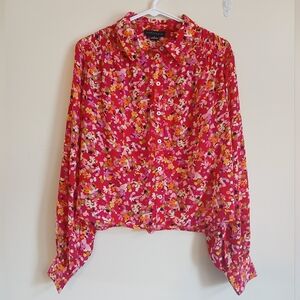 Sanctuary Long Sleeve Floral Button Down Blouse Size Small